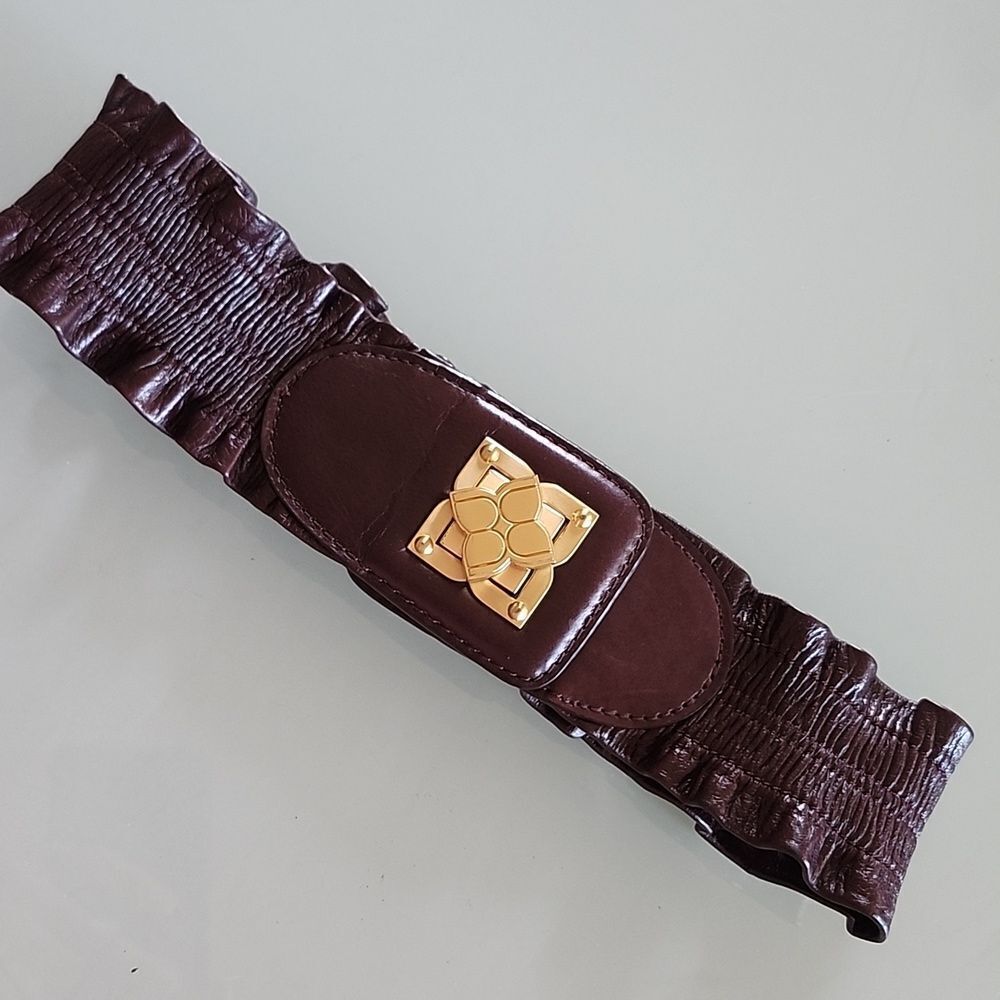 BCBGMAXAZRIA Leather Boho Eclectic Statement Dopamine Belt Size XS - Picture 7 of 8